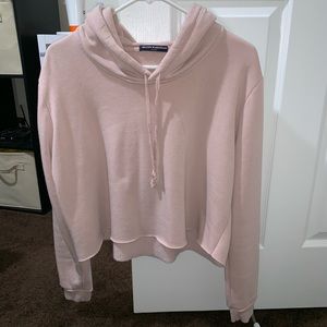 Nude pink cropped Brandy Melville hoodie